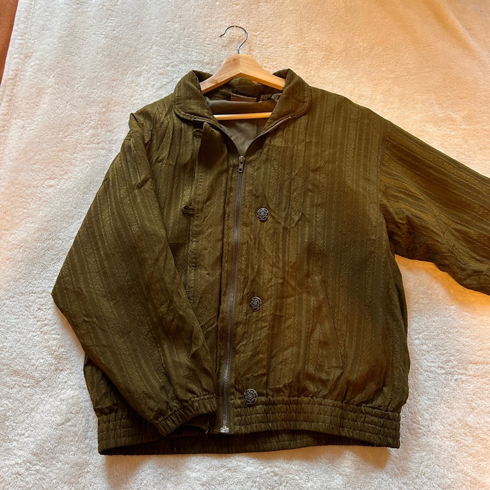 Vintage | Oversized olive green bomber-like jacket